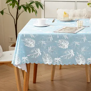 meioro Polyester Tischdecke, Abwaschbar Lotuseffekt Tischtuch, 90x90cm Rechteck Wasserabweisend Tischtücher, Wasserdicht Dekorative Tischabdeckung Schutz für Haus Küche Picknick Dekorationen(Blau)