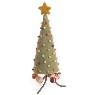 Gry & SIF Mini-Weihnachtsbaum aus Filz, Weihnachts-deko, Mini-Tannenbaum zum Hinstellen, Tisch-deko, Handmade, Fairtrade | Christbaum mit Weihnachtskugeln, 28cm