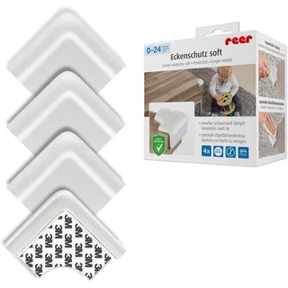 Reer Eckenschutz Soft, 4 Stück, bissfest, schadstoffgeprüft, weiß (Packung mit 2)