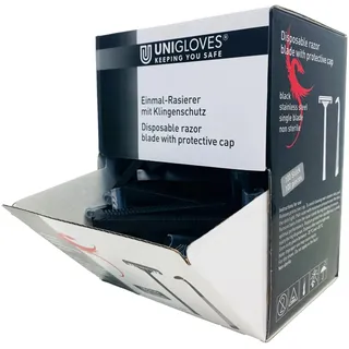 Unigloves Einmal-Rasierer schwarz einschneidig mit Klingenschutz