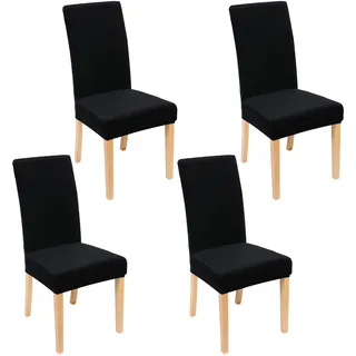 Homaxy Stuhlhussen aus Samt, dehnbar, für Esszimmerstühle, einfarbig, für Esszimmer, Schwarz, 4 Stück