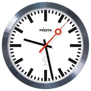Peweta Funkwanduhr Bahnhof 30,0 cm 30.0 silber