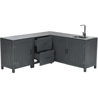 Gardissimo RUDOLF Alu Outdoor Küche inkl. Spüle wetterfest carbon black