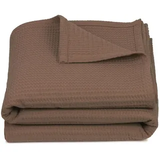 ZOLLNER Kuscheldecke braun Textil, 150x200 cm 100% Baumwolle - Zeitloses Waffelmuster - knitterarme und atmungsaktive Couchdecke in - waschbar bis 60°C – Hotelwäschequalität - Oeko Tex® Zertifiziert
