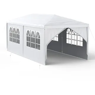 Sessamen-LP Pavillon Wasserdicht 3x6 m Gartenpavillon mit 6 Seitenwände Polyethylen Bierzelt Tür mit Reisverschluss für Garten Party, Weiß - Weiß