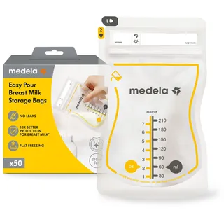 Medela Easy Pour Muttermilchbeutel zum einfachen Ausgießen, - 210 ml, auslaufsichere Einweg-Muttermilchbeutel mit Überlaufschutz, Stillhelfer