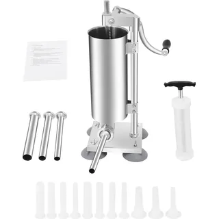Manuelle Wurstfüllmaschine, langlebiger Edelstahl, vertikal mit Handkurbel, Hellgrau