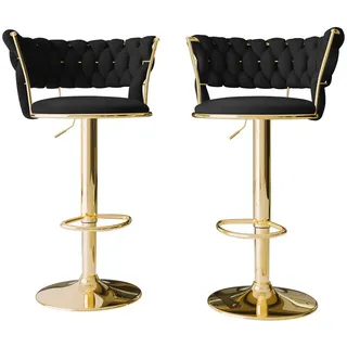 Mirjan24 Barhocker Muz BS-1141/GL (2er-Set), Wohnzimmer Sitzhocker-Set, Regulierbare Sitzhöhe (Farbe: 77-Schwarz) - Schwarz