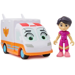 Disney Junior Firebuds, Violet and Axl, Actionfigur und Krankenwagen Spielzeug mit interaktiver Augenbewegung, Kinderspielzeug für Jungen und Mädchen ab 3 Jahren