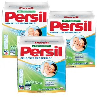 3x 16 WL = 48 WL Persil Sensitive Megaperls Waschmittel Tiefenrein Aloe Vera