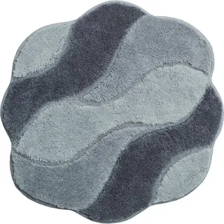 Grund Bidet-Vorleger , Grau, Schwarz , Textil , Wellen , rund , Oeko-Tex® Standard 100, Made in Europe , rutschfest , Heimtextilien, Badtextilien, Badematten