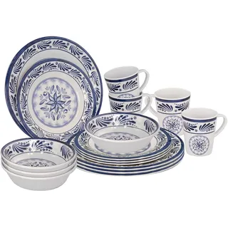 Bo-Camp - Geschirr - 100% Melamin - 16 Teile - Old Dutch - Blau