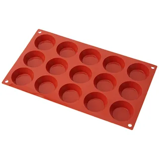 Silikomart | SF014 Silikonform für TARTELLETTA Monoportionen, antihaftbeschichtet, 15 Hohlräume, 1er Pack Kuchenform, Ø 50 h 15 mm, Made in Italy, Rot