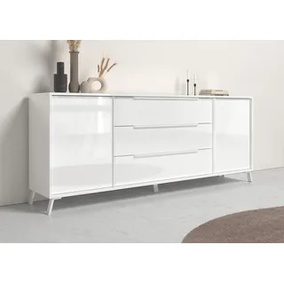 Sideboard HOME AFFAIRE "City", weiß (weiß hochglanz lack), B:205cm H:84cm T:40cm, Sideboards, Sideboard, Breite ca. 205 cm