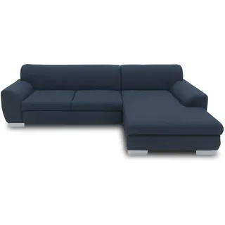 DOMO. collection Ecksofa Nika, Sofa mit Schlaffunktion in L-Form, Eckgarnitur, moderne Polsterecke, Eckcouch, Schlafsofa, 277 x 156 x 78 cm (BxTxH), blau