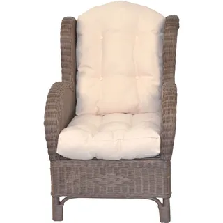 Ohrensessel, braun, B:66cm H:96cm T:89cm, HOFMANN LIVING AND MORE, Sessel, Ohrensessel, Handgeflochten