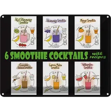 Blechschild 30x40 cm - 6 smoothie cocktails recipes