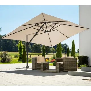 Schneider Schirme Ampelschirm "Rhodos Grande" natur, rechteckig, ohne Wegeplatten, natur