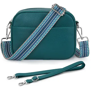 KALIDI Damen Umhängetasche, stylisch Veganem Leder Breiter Gurt Crossbody Schultertasch mit 2 verstellbaren Riemen für tägliches Arbeiten, Einkaufen, Verabredungen, Reisen
