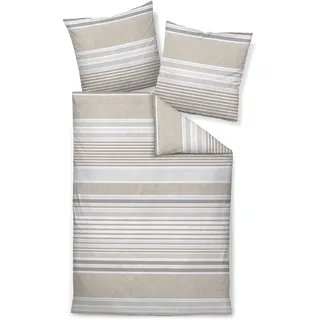 JANINE Bettwäsche Hellbraun, Textil, Streifen, 155x220 cm, Schlaftextilien, Bettwäsche, Bettwäsche, Biber-Bettwäsche