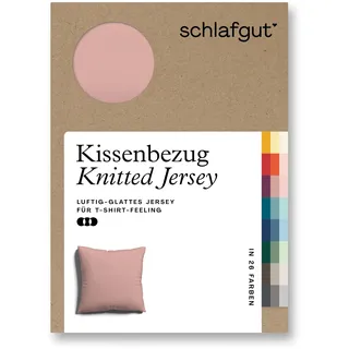 Schlafgut Kissenbezug »Knitted Jersey aus Bio-Baumwolle mit Elasthan, bügelfrei,«, (1 St.), besonders fein gestrickt, Kissenhülle mit farbigem Reißverschluss, lila