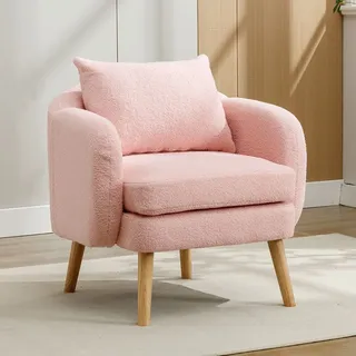 Sweiko Sessel, Sessel mit Kissen und dickem Sitzkissen, Samtstuhl - Rosa