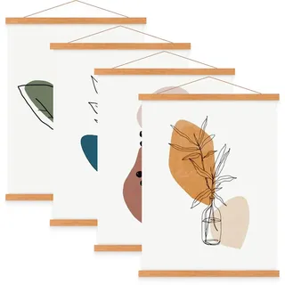 Sanauto 4 Set A1 Posterleiste Posterschiene Posterleisten, Magnet Magnetische Holz Poster Aufhänger Halter Rahmen Leisten Bilder Bild Bilderleiste Bilderrahmen 60x90 61x91.5(61cm,Teakholz,4 Packungen)