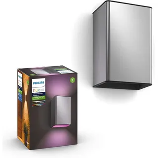 Philips Außenwandleuchte Metall spritzwassergeschützt 1180 lm 1 Stück silber