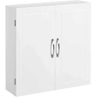 VASAGLE Badezimmerschrank, Badschrank, wandmontiert, 18 x 60 x 60 cm, Wandschrank mit verstellbaren Ablagen, wolkenweiß BBC320W01