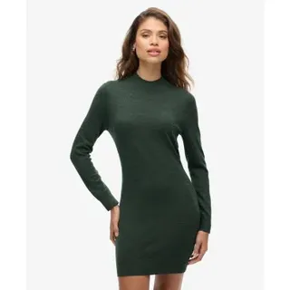 Superdry für Damen. W8011223A Grünes Strickkleid aus Merinowolle (M), Lässig, Langarm