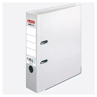 Herlitz Ordner maX.file nature plus, Spezialpapierbezug, Kantenschutz, standfest, A4 80mm weiss