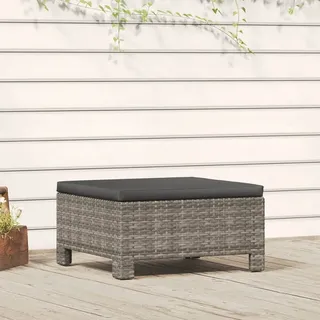 The Living Store Gartenhocker mit Kissen Grau Poly Rattan - Grau
