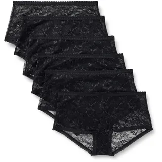Amazon Essentials Damen Stretch-Höschen mit durchgehender Spitze in den Ausführungen Boyshort, Cheeky und Tanga, 6er Pack