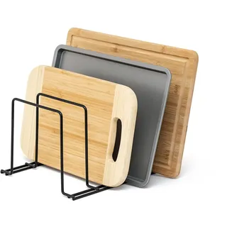 simplywire – Backblech- und Schneidebrett-Gestell – Groß Pfannenaufbewahrung – Küchenschrank-Organizer – Schwarzer kunststoffbeschichteter Stahl