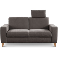Bild 2er Sofa Lotta / Skandinavische 2-Sitzer-Couch mit Federkern, Kopfstütze und Holzfüßen / 173 x 88 x 88 / Webstoff, Dunkelgrau