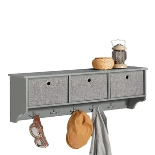 SoBuy Wandgarderobe Grau , Holzwerkstoff , 100x30x20 cm , FSC 100% , Garderobe, Garderobenpaneele, Wandgarderobe