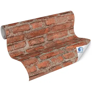 A.S. Creation vorgeleimte Vliestapete DESIGNDROP - Tapezieren ohne Kleister - Rot, Braun - Steintapete Made in Germany - 784561