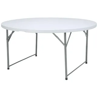 HENDI Buffettisch, AmerBox, rund, klappbar, mit Griff, platzsparend, leicht zu transportieren, für den Innen- und Außeneinsatz, Gartentisch, Campingtisch, Klapptisch, ø1500x(H) 740mm, HDPE, Weiß