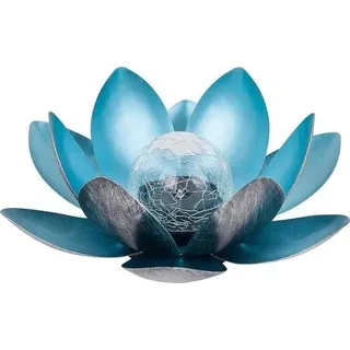 Solar Licht Lotus Blume Garten Dekoration - Silber/Blau - Metall - 27,5 cm Durchmesser
