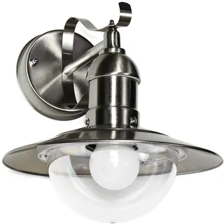 Wandlampe außen IP44 Silber E27 Glas Metall Maritim Außenleuchte Wand Garten Hof