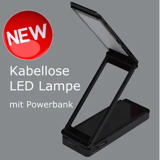 LED LAMPE TISCHLAMPE NACHTLICHT KABELLOS MOBILE MIT POWERBANK 6000mAh FÜR HANDY