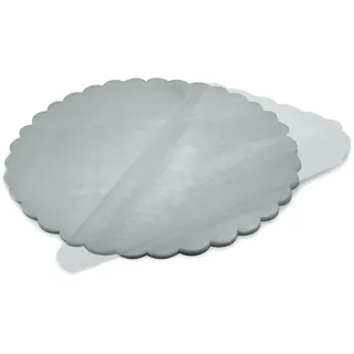 Decoraparty Silberne Feen-Schleier – aus rundem Organza mit Blumen für Feiern, Hochzeit, Taufe, Geschenk, DIY, Gastgeschenk, Tüll – Durchmesser 24 cm – (50 Stück)
