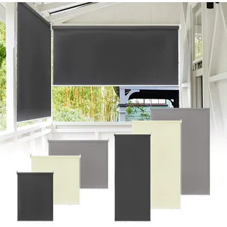 Sessamen-LP Außenrollo Senkrechtmarkise Rollo Beschattung Balkonrollo Außen Sonnenschutzrollo Balkonrollo UV Schutz (140*140cm, Grau) - Grau