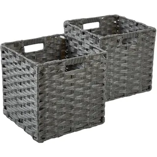 SOCOHOME Würfel-Aufbewahrungsbox, 28 x 28 x 28 cm, Rattan-Aufbewahrungskorb für Spielzeug, Kleidung, Regal, Kinderzimmer, Schrank, wasserdicht, nicht schimmelig, Dunkelbraun, 2 Stück