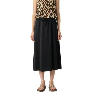A-Linien-Rock COMMA, Damen, Gr. 42, schwarz, Web, Obermaterial: 100% Polyester, unifarben, normal lang, Röcke A-Linien-Rock, mit elatstischem Bund und Kordelzug