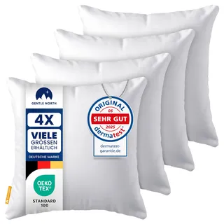 Gentle North Kopfkissen (45x45 cm groß) - 4er Set Kissen für Bett und als Dekokissen - Mit Reißverschluss für Füllung - Sofakissen - Zierkissen für Couch und Sofa - Ökotex - Waschbar bis 60° - Weiß