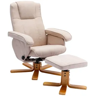 Svita Relaxsessel Charles Polyester 75 x 95 x 75 cm Beige mit Hocker