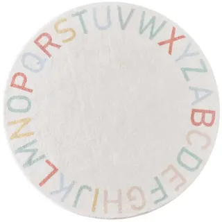 Fouriding ABC Alphabet Runde Teppich weiche Cartoon Plüsch Teppich niedlich Teppich rutschfest für Baby Kinder Zimmer Klassenzimmer Kinderzimmer Zimmer Jungen Mädchen Zimmer Dekor (Bunt, 140cm)