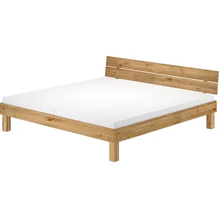 Großes Massivholzbett Doppelbett 200x200 Eiche massiv geölt Zubehör wählbar V-60.88-20Rollrost und Matratze inkl. - Naturbelassen