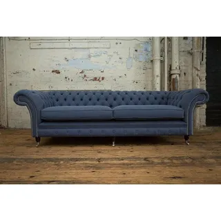 XXL Big Sofa 4 Sitzer Couch Chesterfield Polster Garnitur Leder Textil Grau Neu - Grau